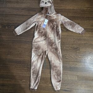 Kids Sloth Pajama Footies in Brown